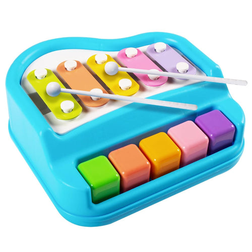 2-in-1 Piano Xylophone for Kids | Multicolor 5 Key Musical Toy with Mallets | Educational Instrument Toy Set for Toddlers, Boys & Girls | Early Learning Sound & Music Playset - RANDOM COLOUR