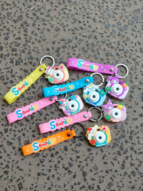 3D Cute Cartoon Camera Design Silicone Rubber Keychains - Set of 10 Pieces