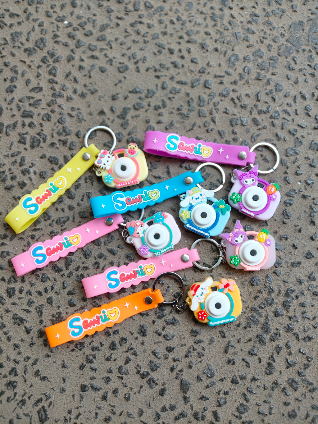 3D Cute Cartoon Camera Design Silicone Rubber Keychains - Set of 10 Pieces