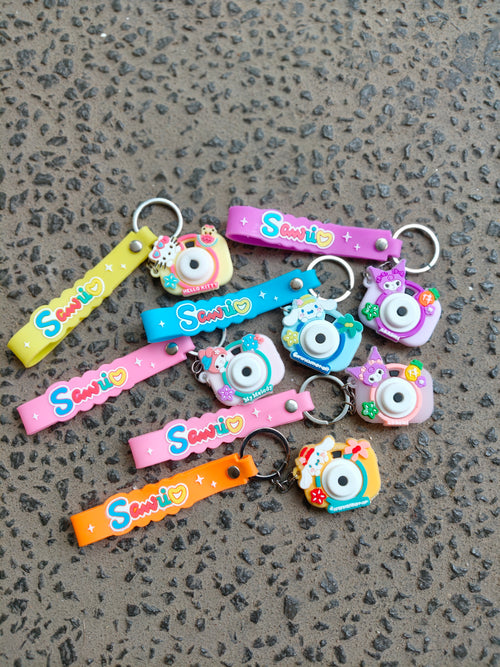 3D Cute Cartoon Camera Design Silicone Rubber Keychains - Set of 10 Pieces